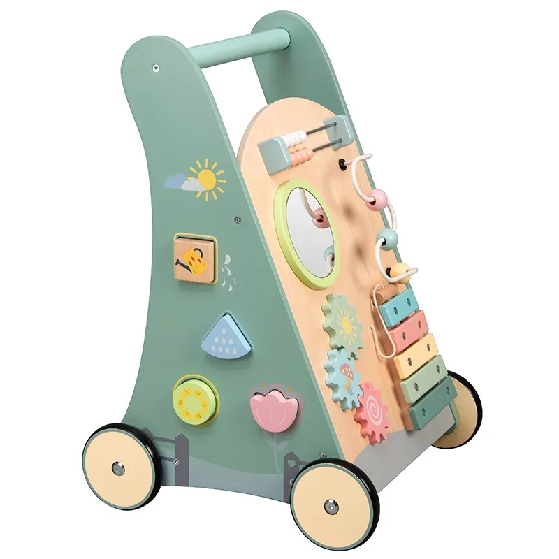 Wooden Rotating Push Toy Wooden Activity Baby Walker Toy