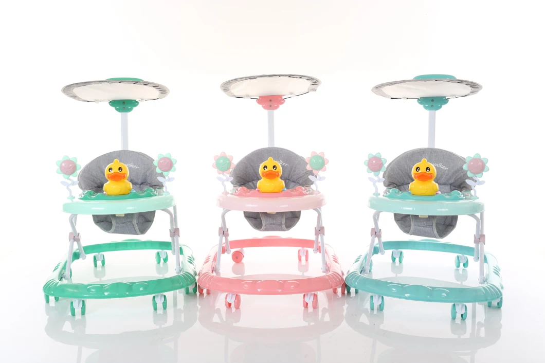 China Factory 7 Wheels Baby Walker Toys Multi-Function Baby Rollover Prevention Adjustable Baby Walker Foldable