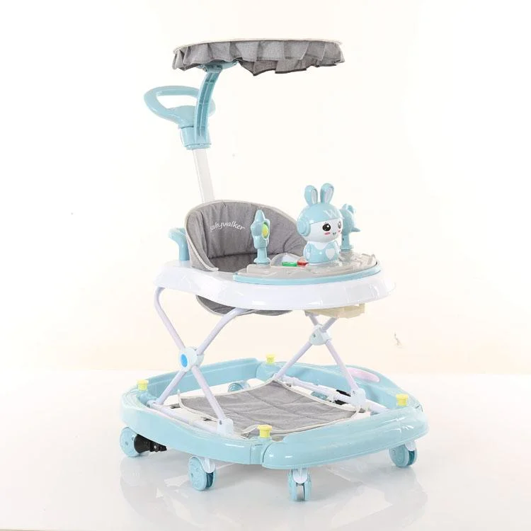 China Factory 7 Wheels Baby Walker Toys Multi-Function Baby Rollover Prevention Adjustable Baby Walker Foldable