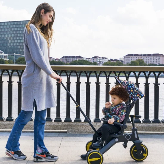 Tricycle bébé avec auvent 3 roues poussette bébé poignée de poussée parent tricycle pliant pour enfants