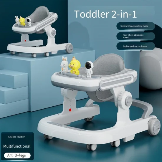 Nouveau moderne enfant en bas âge pousser marche jouets véhicule assis pour se tenir debout bébé Anti-o-jambe Anti-renversement musique multi-fonction trotteur