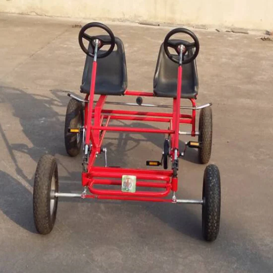 Kart à pédales de course en plein air de divertissement populaire avec siège réglable, roues en caoutchouc, frein