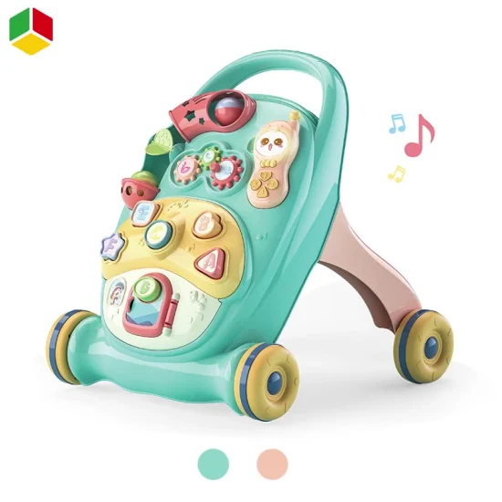 Poussettes en plastique multifonctionnelles électriques éducatives QS Apprentissage précoce Bébé Hand-Push Walker Jouets avec musique